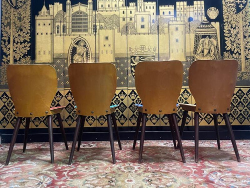 Set of 4 1970 Baumann Max Bill bistro chairs