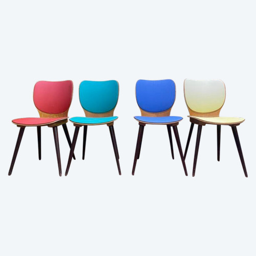 Set of 4 1970 Baumann Max Bill bistro chairs