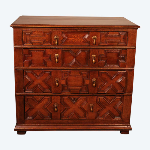 Commode Jacobean En Chêne Du 17° Siècle