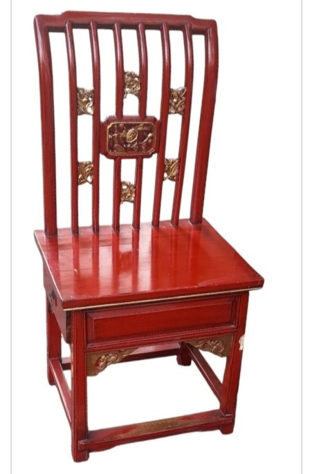 red lacquered wooden low chair China