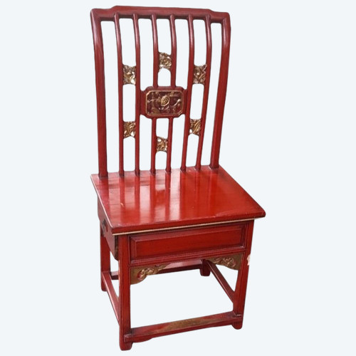 red lacquered wooden low chair China