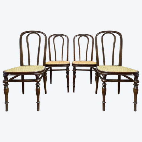 Set di 4 sedie in canna di Jacob & Josef Kohn