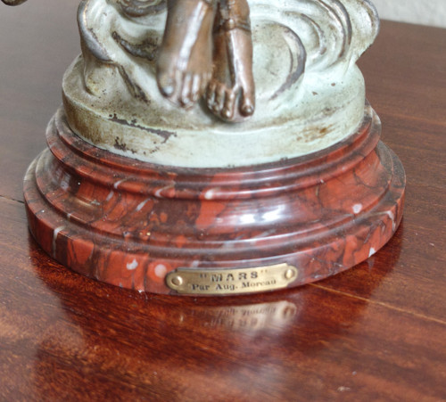 "Marte", statuetta in ghisa firmata Auguste Moreau