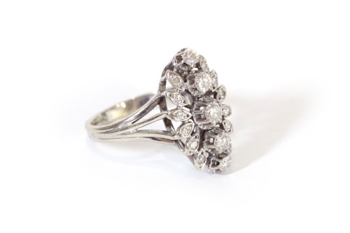 Anello di diamanti marquise in oro 18k, anello di fidanzamento, diamante a taglio brillante, anello vintage