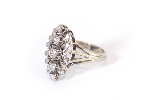 Anello di diamanti marquise in oro 18k, anello di fidanzamento, diamante a taglio brillante, anello vintage