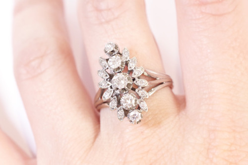 Anello di diamanti marquise in oro 18k, anello di fidanzamento, diamante a taglio brillante, anello vintage