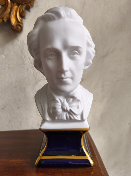 Chopin, biscuit porcelain bust signed Tharaud