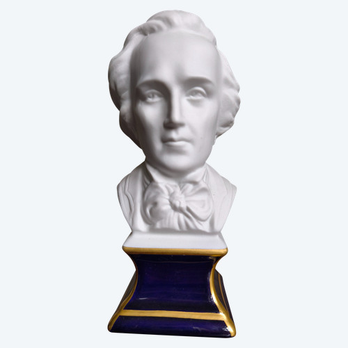 Chopin, biscuit porcelain bust signed Tharaud