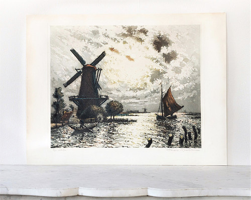 Arsène Chabanian Niederländische Landschafts-Aquatinta-Gravur