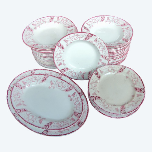 Old Longwy Tableware Service Rambouillet Model 49 ironstone pieces