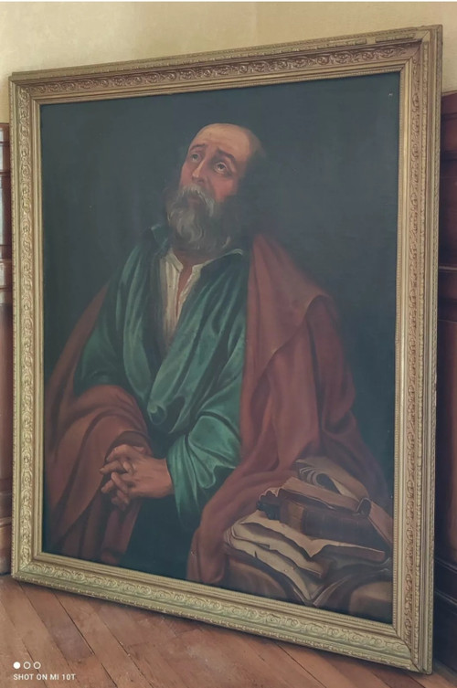 Ancienne Grande peinture religieuse 19 ème siècle