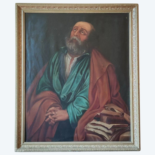 Ancienne Grande peinture religieuse 19 ème siècle