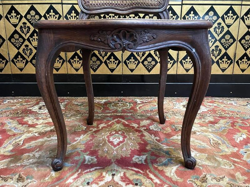 Set aus 6 Rohrgeflechtstühlen im Louis-XV-Stil aus Eiche