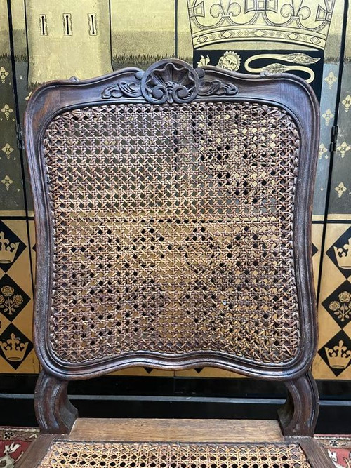 Set aus 6 Rohrgeflechtstühlen im Louis-XV-Stil aus Eiche