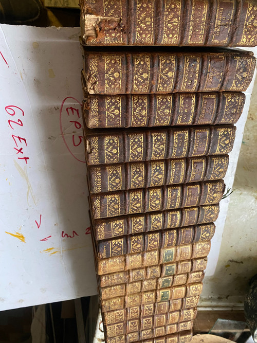 Set of 16 18th century bindings containing History of Louis XIII Sermons of Cochin and men Ill.