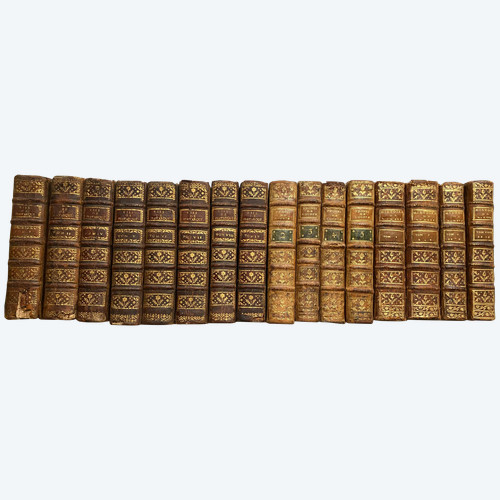 Set of 16 18th century bindings containing History of Louis XIII Sermons of Cochin and men Ill.