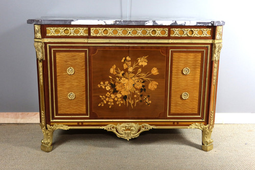 Buffet intarsiato in stile Luigi XV-Luigi XVI di transizione