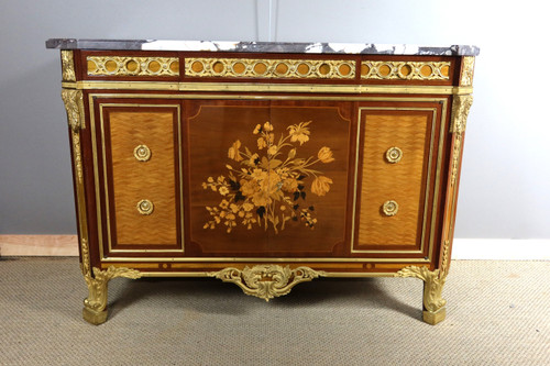 Buffet intarsiato in stile Luigi XV-Luigi XVI di transizione