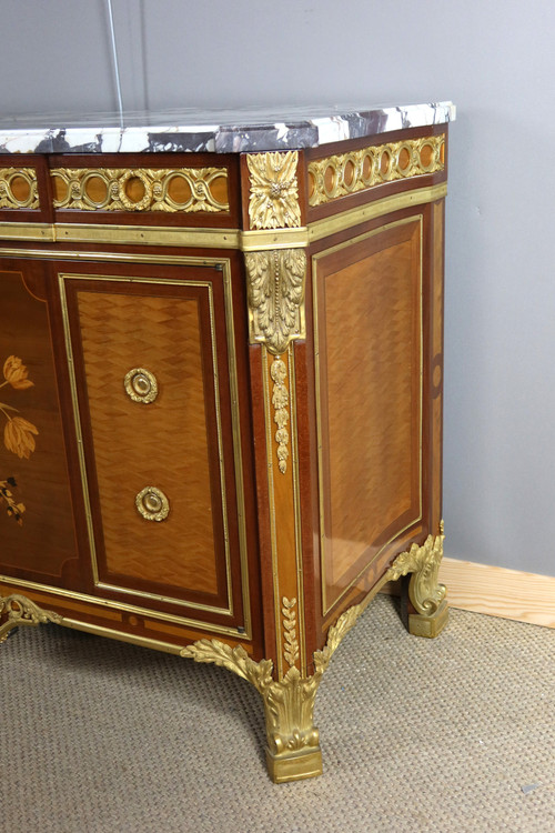 Buffet intarsiato in stile Luigi XV-Luigi XVI di transizione