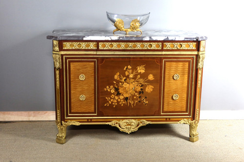 Buffet intarsiato in stile Luigi XV-Luigi XVI di transizione