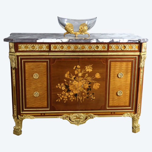 Buffet intarsiato in stile Luigi XV-Luigi XVI di transizione