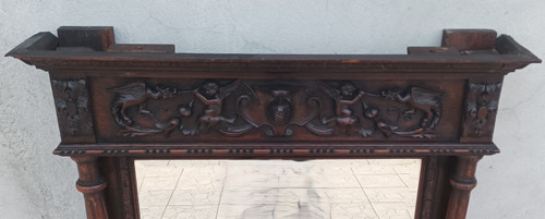 19th century Renaissance oak mirror
