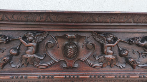 19th century Renaissance oak mirror