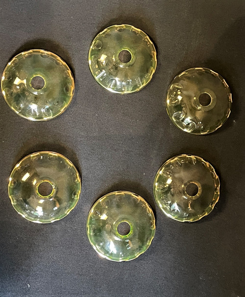 Adnet Rare Art Deco Chandelier in Uraline Cut Crystal and Chrome Six Lights