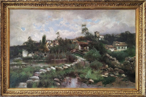 Antonio Gomar Y Gomar Landschaft in Andalusien Ölgemälde auf Leinwand 19