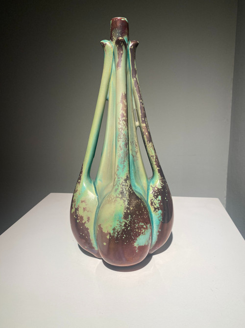 Ernest Bussière, Vase Fenouil, Art Nouveau Céramique