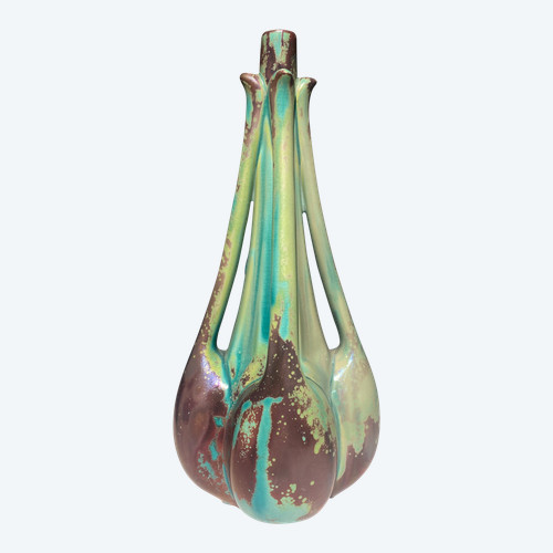 Ernest Bussière, Vase Fenouil, Art Nouveau Céramique