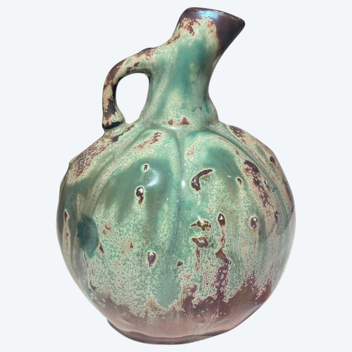 Ernest Bussière, Cruche Marron, Art Nouveau Céramique