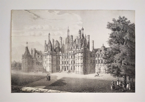 Château De Chambord Lithographie aus dem 19. Jahrhundert