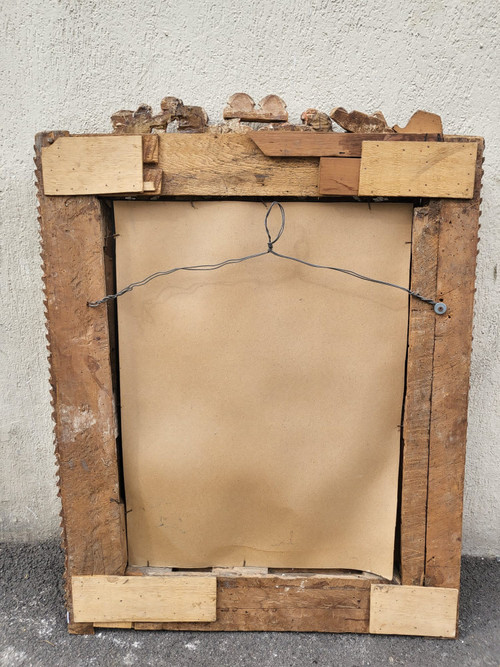 Miroir Mexicain En Bois Sculpté Doré, XVII/XVIIIème Siècle