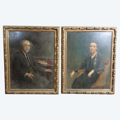 Pair of large portraits by Tony Tollet (1857-1953)
