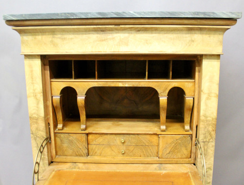 Secrétaire Charles X En Ronce De Noyer 