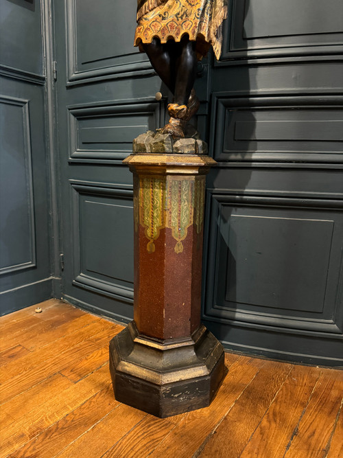 Serviteur nubien, sculpture en bois peint et doré, Venise début XIXème siècle