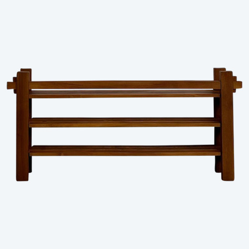 70s modernist shelf in solid elm