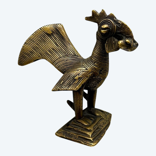 PESO per pesare POLVERE D'ORO raffigurante un POLLO - Cultura Akan, Ghana - XIX secolo 