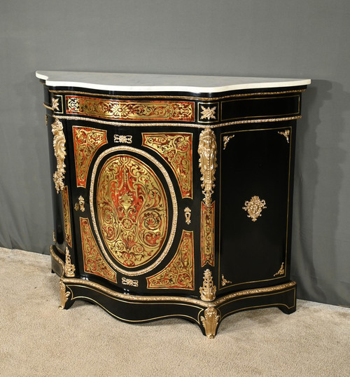 Boulle Buffet in Blackened Pear Wood, Napoleon II Period – Mid-19th Century