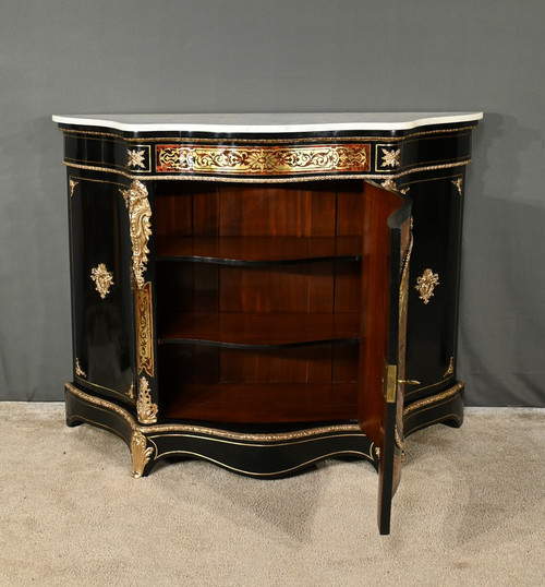Boulle Buffet in Blackened Pear Wood, Napoleon II Period – Mid-19th Century