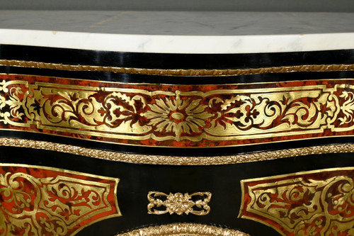 Boulle Buffet in Blackened Pear Wood, Napoleon II Period – Mid-19th Century