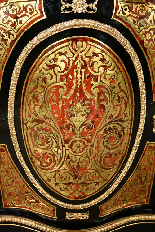 Boulle Buffet in Blackened Pear Wood, Napoleon II Period – Mid-19th Century