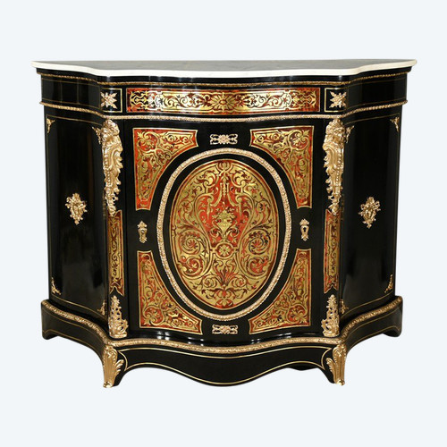 Boulle Buffet in Blackened Pear Wood, Napoleon II Period – Mid-19th Century