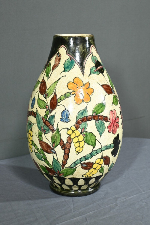 Polychrome Earthenware Vase, signed J.Massier, Vallauris – Early 20th Century