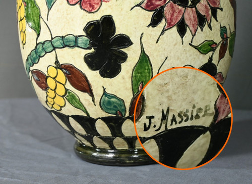 Polychrome Earthenware Vase, signed J.Massier, Vallauris – Early 20th Century