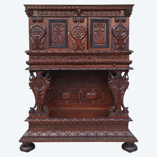 Renaissance sideboard in carved walnut 19th century