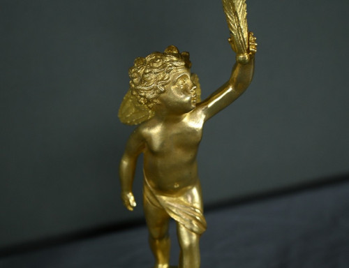 Coppia di candelieri in bronzo dorato - Metà del XIX secolo