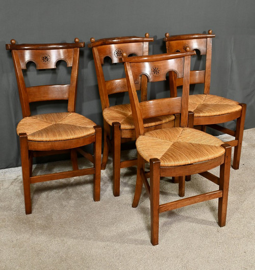Suite von 4 Stühlen aus Kirschbaumholz, Epoche Directoire - Anfang XIX.