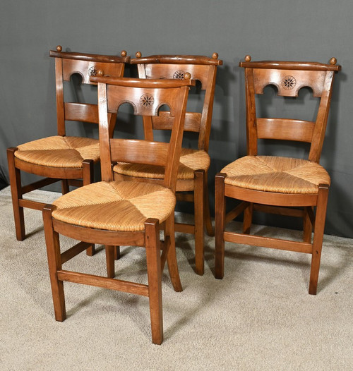 Suite von 4 Stühlen aus Kirschbaumholz, Epoche Directoire - Anfang XIX.
